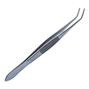 Nugent Utility Forceps, Serrated Handle With Polished Finish, 45 Degree Angled Shafts, 10mm Smooth Jaws, And Overall Length Of 4 1/4" (110mm) 